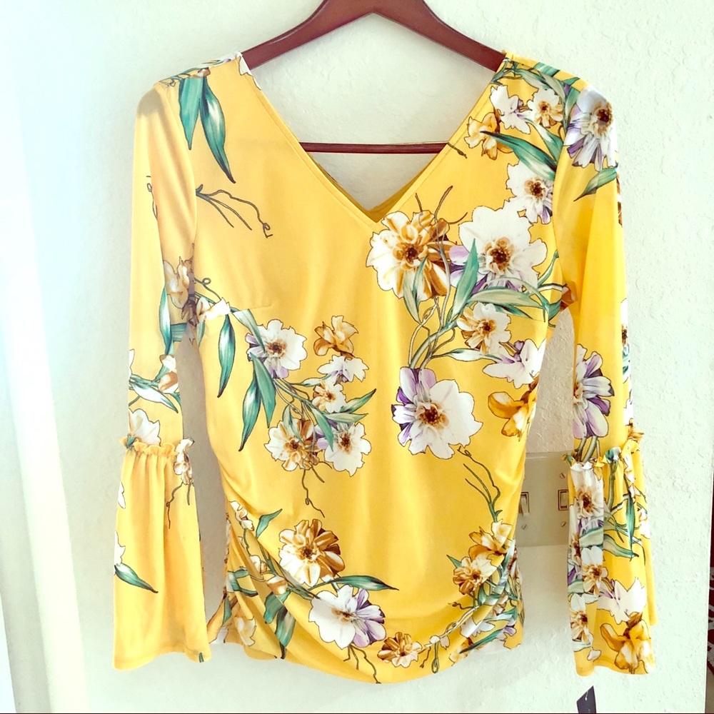 Thalia sodi Havana floral scrunched top sz M